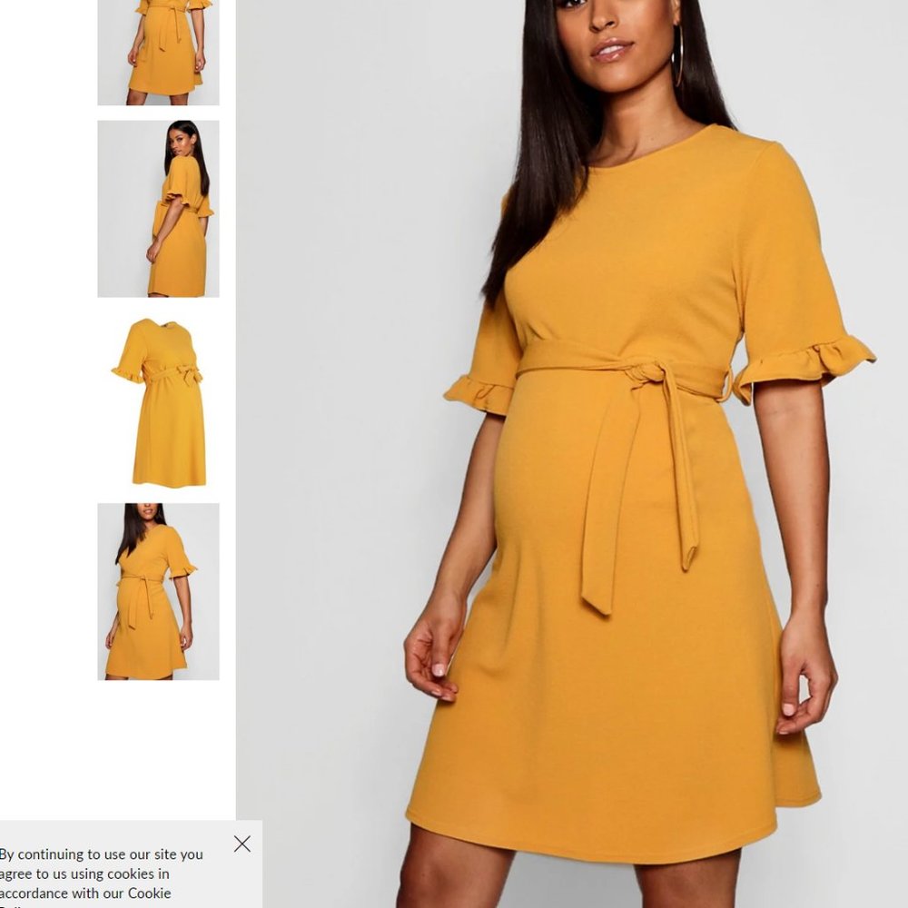NWT Yellow ruffle sleeve maternity shift dress